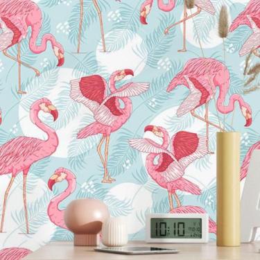 Imagem de Papel de Parede Adesivo Tropical Flamingo N016071 0,58x3M - Adesivo BR
