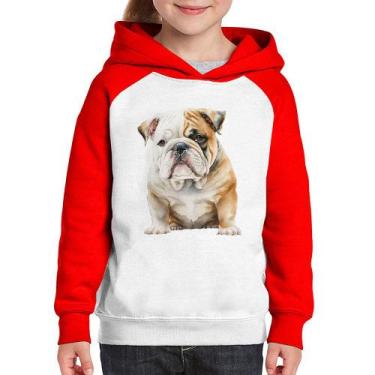 Imagem de Moletom Infantil Bulldog-Inglês - Foca na Moda, Branco, Vermelho, 8