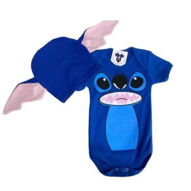 Imagem de Body Bebê Stitch Menino  + Touca -  Mesversário- Temático - RL, Azul c