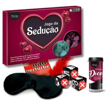 Imagem de Genérico - Kit Jogo da Sedução + Venda Tapa Olhos + Pena Sensual + Dados Sexy + Copo de Shot - Jogo de Dados para Adultos - Sex Shop