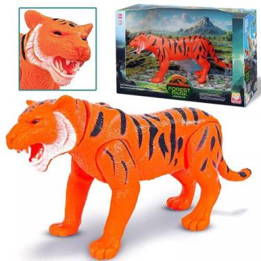 Imagem de Tigre Brinquedo Animal Realista Articulado Vinil 28cm Silmar