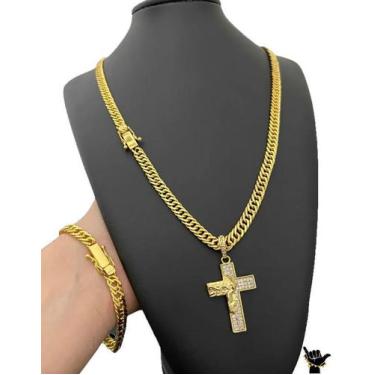 Imagem de Corrente Grumet 7mm + Pulseira + Pingente - Banhado a Ouro - ToJoia18k