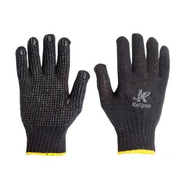 Imagem de Luva de algodão tricotada preta com pigmento na palma - Kalipso, Preto