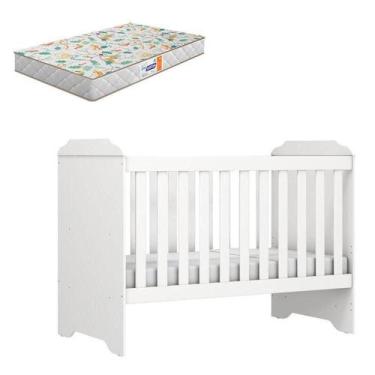 Imagem de Berço Americano Mini Cama Mel Branco Brilho Com Colchão Gazin - Caroli