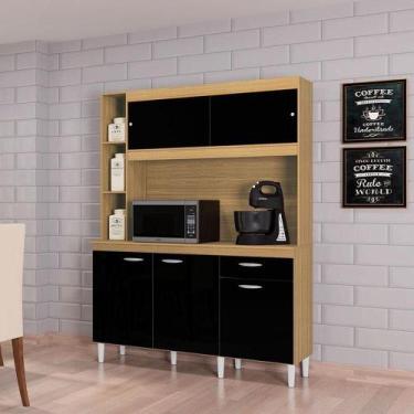 Imagem de Cozinha Ambiente Kit Duda 140 Cm Damasco Preto - Poquema - POQUEMA MÓV