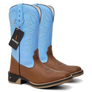 Imagem de Bota Texana em Couro Cano Azul Bebê Sola Jump Ref. Jump-Latego-AzulBeb