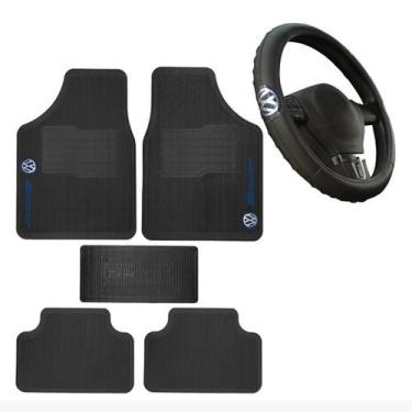 Imagem de Tapete Automotivo Universal Volkswagen Vw + Capa De Volante - Rekar