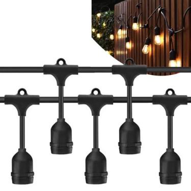 Imagem de Varal de Luzes 10 Metros Extensivel 10 Bocais Cordao Decoraçao Festa E
