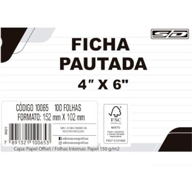 Imagem de Ficha Pautada 4X6 152X102Cm Pct/100 108446