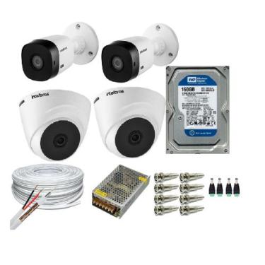 Imagem de Kit 4 Câmeras Segurança VHC Hd 720P Intelbras + cabos conectores C/Hd 