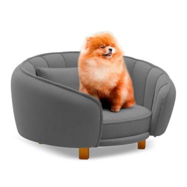 Imagem de Mini Cama Poltrona Pet Lary Baby Para Cachorro Veludo Cinza - Desk Des