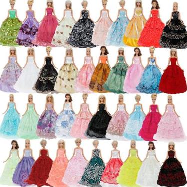 Imagem de Kit com 10 Vestidos Longos Para Bonecas de Até 30 Centímetros de Altur