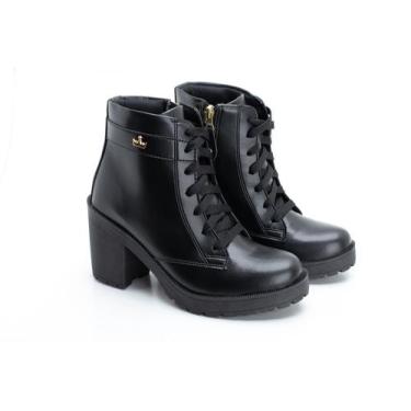 Imagem de Coturno Feminino Tratorado Salto Médio - ClasseK, Feminino, 35, Preto