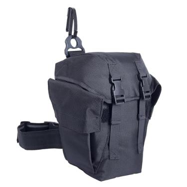 Imagem de SdTacDuGe Bolsa de perna tática para máscara de gás, sistema de perna de máscara de gás com clipe de metal de liberação rápida, anel D de polímero, alça de ombro, alça de perna e painel de altura