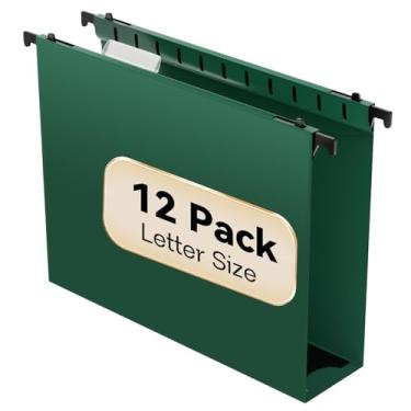 Imagem de Nordun Pasta de arquivo de plástico com capacidade extra, pacote com 12 pastas suspensas reforçadas com expansão resistente de 5 cm, tamanho carta de pastas de armário de arquivo, organizador de