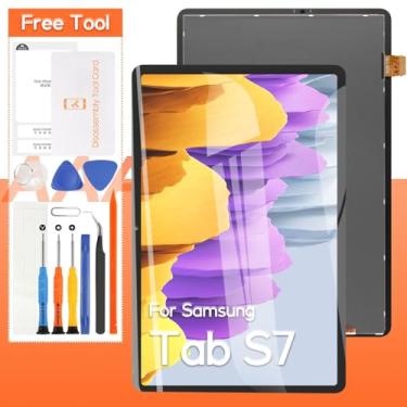 Imagem de Substituição de tela para Samsung Galaxy Tab S7 SM-T870 SM-T875 SM-T876B Display LCD Touch Screen Digitalizador de montagem completa, com ferramentas (preto)