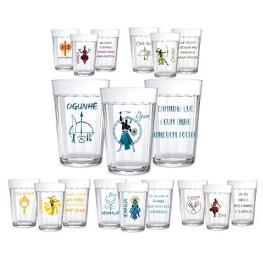 Imagem de Kit 3 Copos Vidro Americano 190ml Orixás Diversos Umbanda Candomblé Guias Artigo Religioso Axé Proteção Agua Refrigente Café (OGUM)