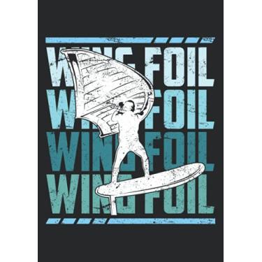 Imagem de Notizbuch A4 liniert mit Softcover Design: Wing Surf Geschenk Wing Foil Logo Foiler Surf Kitesurf: 120 linierte DIN A4 Seiten