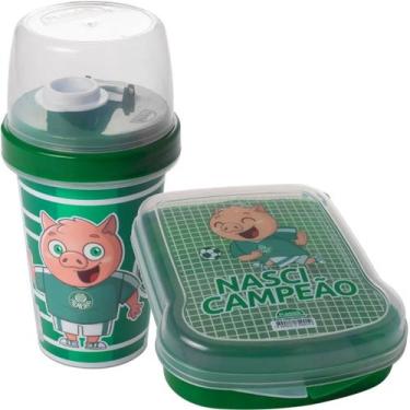 Imagem de Sanduicheira C/ Tampa Garrafa 320ml Palmeiras Kit Escolar - Plasútil