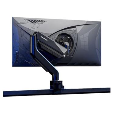 Imagem de Braço de suporte de ecrã suporte para monitor individual de 17 a 45 polegadas, braço de alumínio para monitor com mola de gás, suporte ajustável, VESA 75/100 mm com abraçadeira e base com ilhó, sop