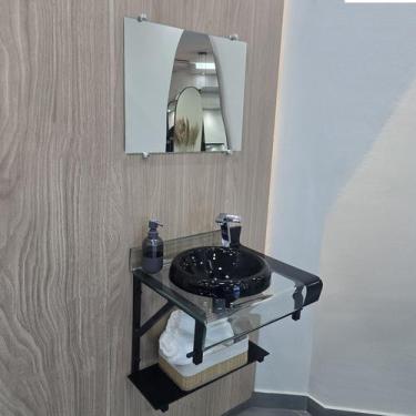 Imagem de Gabinete De Vidro Lavabo Banheiro Curva Dupla 40x40cm  50x40 cm  60x40