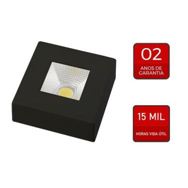 Imagem de Spot Led Authentic Quadrado Sobrepor Preto 5W 400 Lumens Branco Frio 6