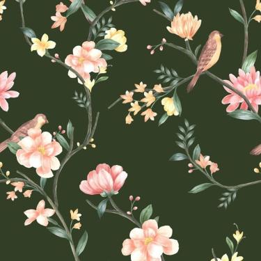 Imagem de Papel De Parede Botânica Hf Floral Verde 81260