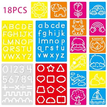 Imagem de 25 peças de estênceis de rastreamento de letras para crianças, alfabeto, colorido, estêncil, para carro, animais, com canetas aquarela, kit de prática de escrita