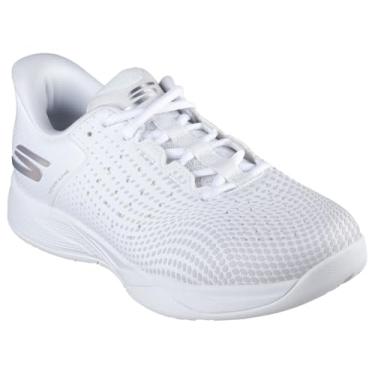 Imagem de Skechers Tênis feminino sem cadarço Viper Court Reload Hands Free, Branco, 9.5 Wide