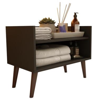 Imagem de Gabinete Aparador Armário Grécia S/Porta Multiuso Organizador Banheiro Sala de Estar (Preto)