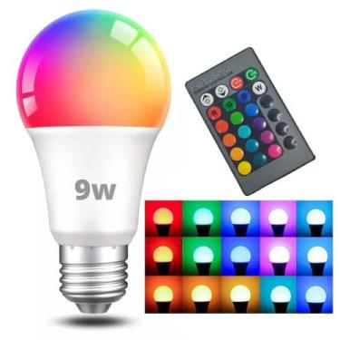 Imagem de Lâmpada LED RGB Colorida Com Controle Remoto 9w E27 Bivolt - LUATEK