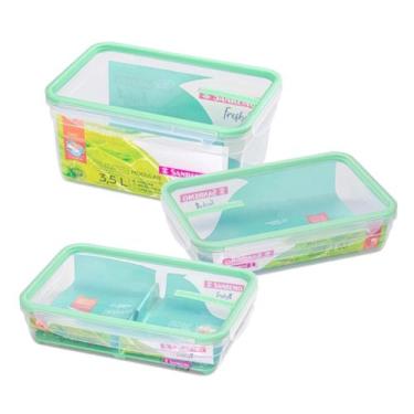 Imagem de Conjunto 3 Potes Hermético Sanremo Cozinha 1,6L e 3,5L Verde Vasilha M