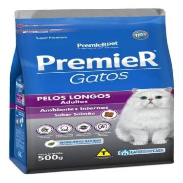 Imagem de Ração  Premier Gatos Adultos Pelos Longos Salmão 500g - PremieRpet