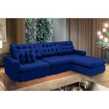 Imagem de Sofá Berlin 3.85x1.70m com Chaise Super Pillow Top - Azul - Sofisticat