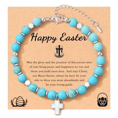 Imagem de Tarsus Presentes de Páscoa para mulheres, cesta de Páscoa para mulheres, adultos, adolescentes, pulseira com cruz cristã, average, Pedra, Sem Pedra Preciosa