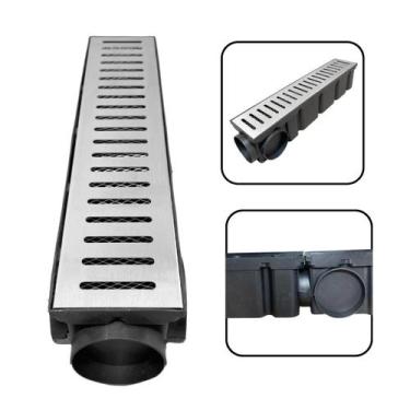Imagem de Ralo Linear 10x50 Inox 304 com Calha de Escoamento Sequencial Modular 