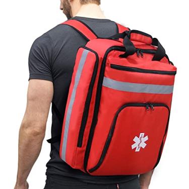 Imagem de Yabcany Mochila médica de emergência, bolsa de primeiros socorros vazia, bolsa de primeiros socorros com refletiva, mochila médica de grande capacidade, Vermelho, One Size, Mochila, exclusiva