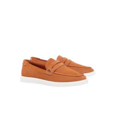 Imagem de Lacoste Cochet Suede Slip Ons masculino, Marrom/branco, 45