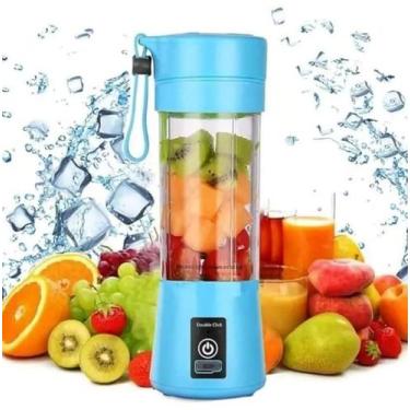 Imagem de Mini Liquidificador Portátil Recarregável Com 6 Lâminas 380ML Cabo USB