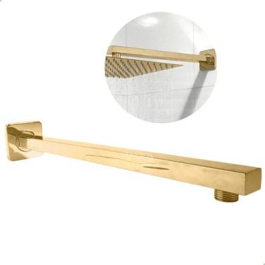 Imagem de Haste Braço De Chuveiro Inox Dourado Tubo Suporte De Parede Horizontal