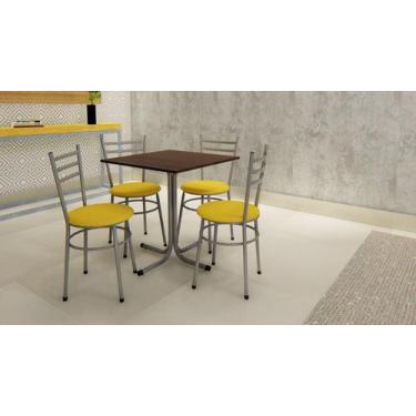 Imagem de Conjunto Mesa Cinza Tampo Imbuia 70x70 Laumar com 4 Cadeiras Epoxi,  A