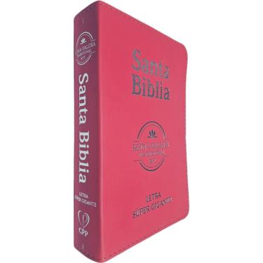 Imagem de Santa Biblia Reina-Valera Tradicional RVT Letra Súper Gigante Antiguo y Nuevo Testamento Capa Lujo Cuero Artificial Rosa