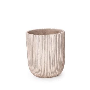 Imagem de Cachepot em cimento rustico branco com ranhuras G