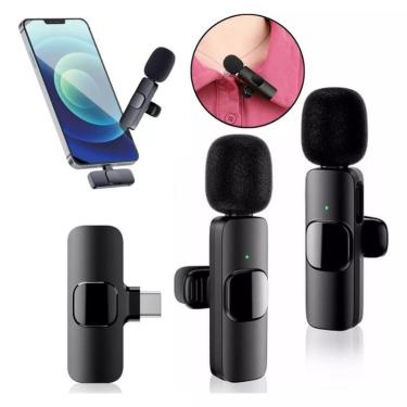 Imagem de Microfone Lapela Sem Fio Duplo Celular Profissional Tipo C