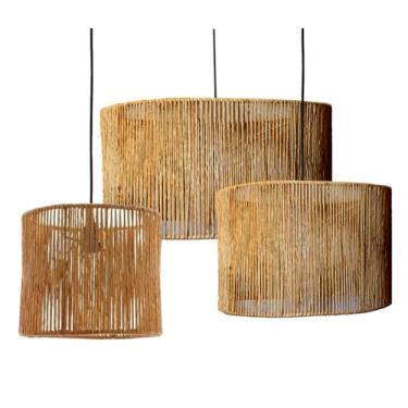 Imagem de Kit 3 Luminária Rústica Artesanal Loja Lustre Pendente Boho Cor Rajada