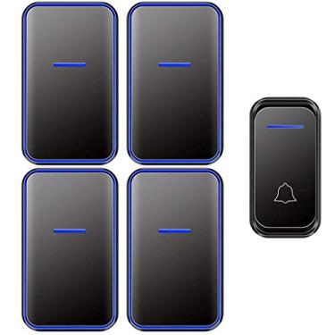 Imagem de Campainha doméstica kit de campainha sem fios à prova de água um para quatro Âmbito de 300 metros 4 níveis de volume campainha de porta aberta (Cor: Dourado) (preto)