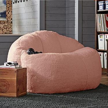 Imagem de JOEUQK Capa para cadeira de pufe gigante, saco de feijão grande de 1/2 assento, pufe de sofá-cama, sem enchimento, pufe gigante, pufe gigante, cadeira de salão para relaxar otomano, tatami, futon