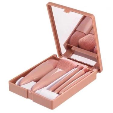 Imagem de Kit 5 de Pincéis Para Maquiagem Com Espelho - Aqui tem Guria