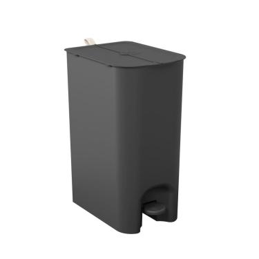 Imagem de Lixeira com Pedal Borboleta Dupla 20L (10+10) Preto com Alça Bege Coza