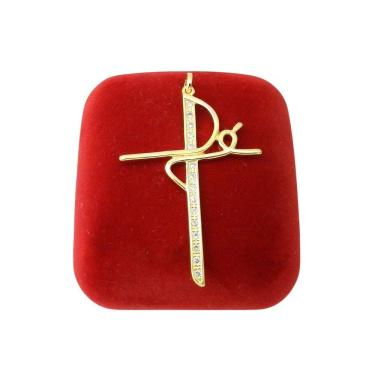 Imagem de Pingente Cruz 45Mm Cravejada Zircônia Folheado Ouro Pi228